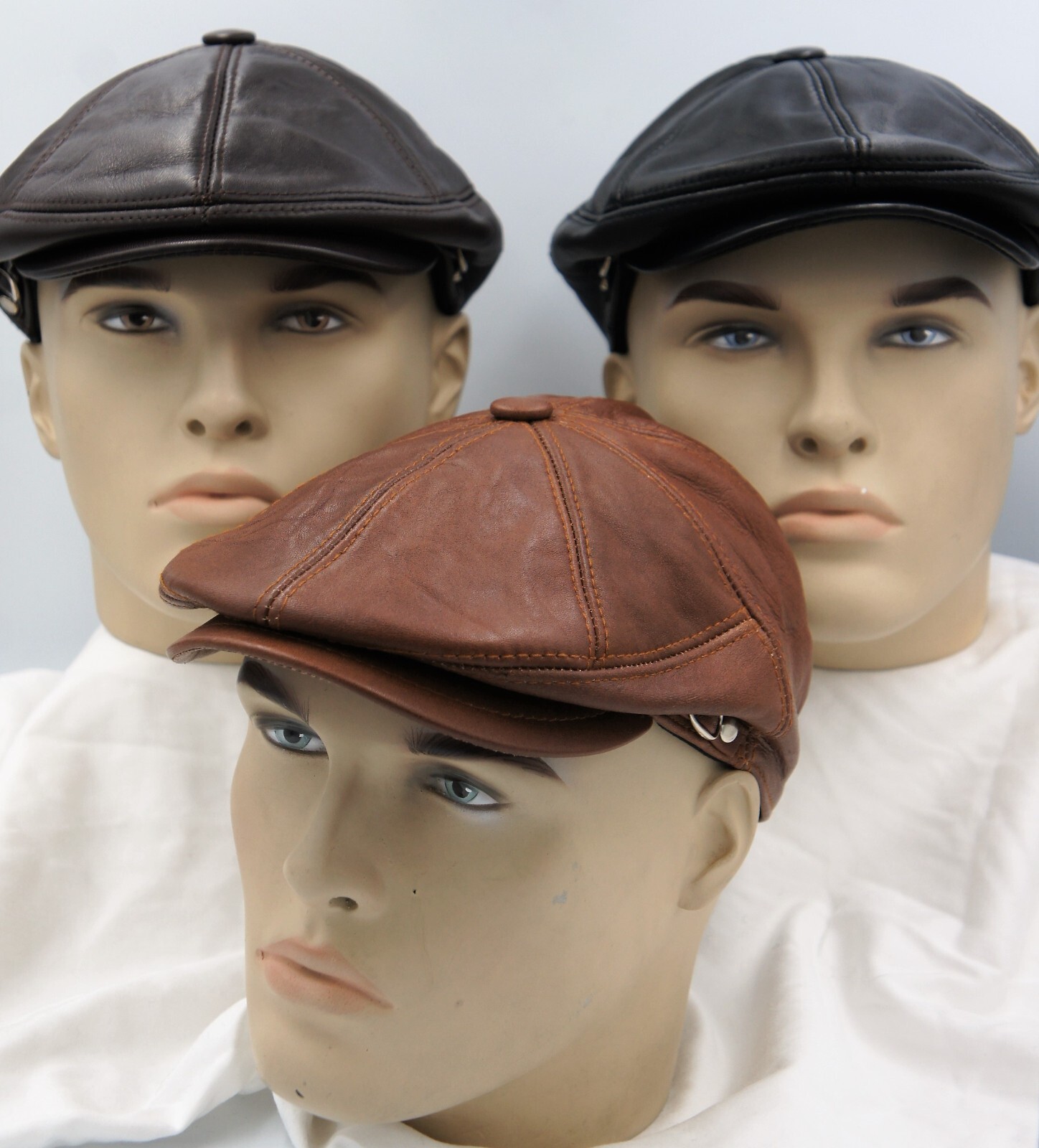 NWT 100% LEATHER Men Gatsby Cap Newsboy Ivy Hat Golf Driving Flat Cabbie S-3XL