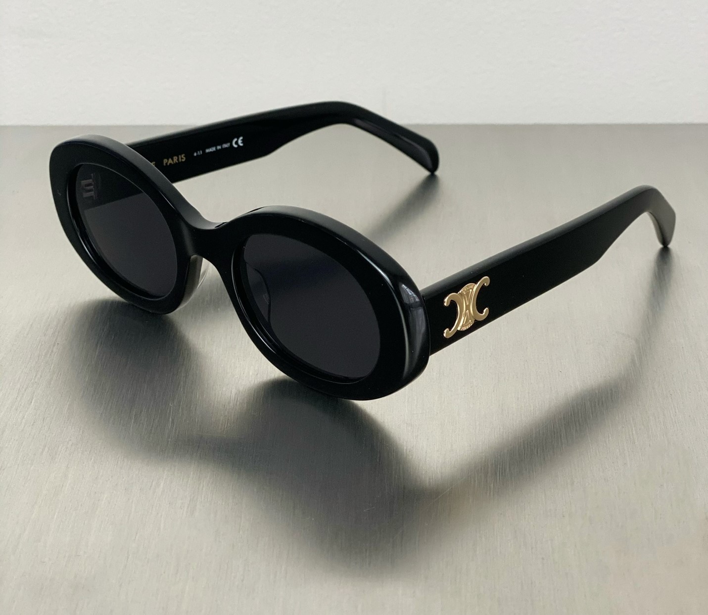 New Gold Triomphe CELINE CL40194U Black/Gray Lens Gold Oval Women’s Sunglasses
