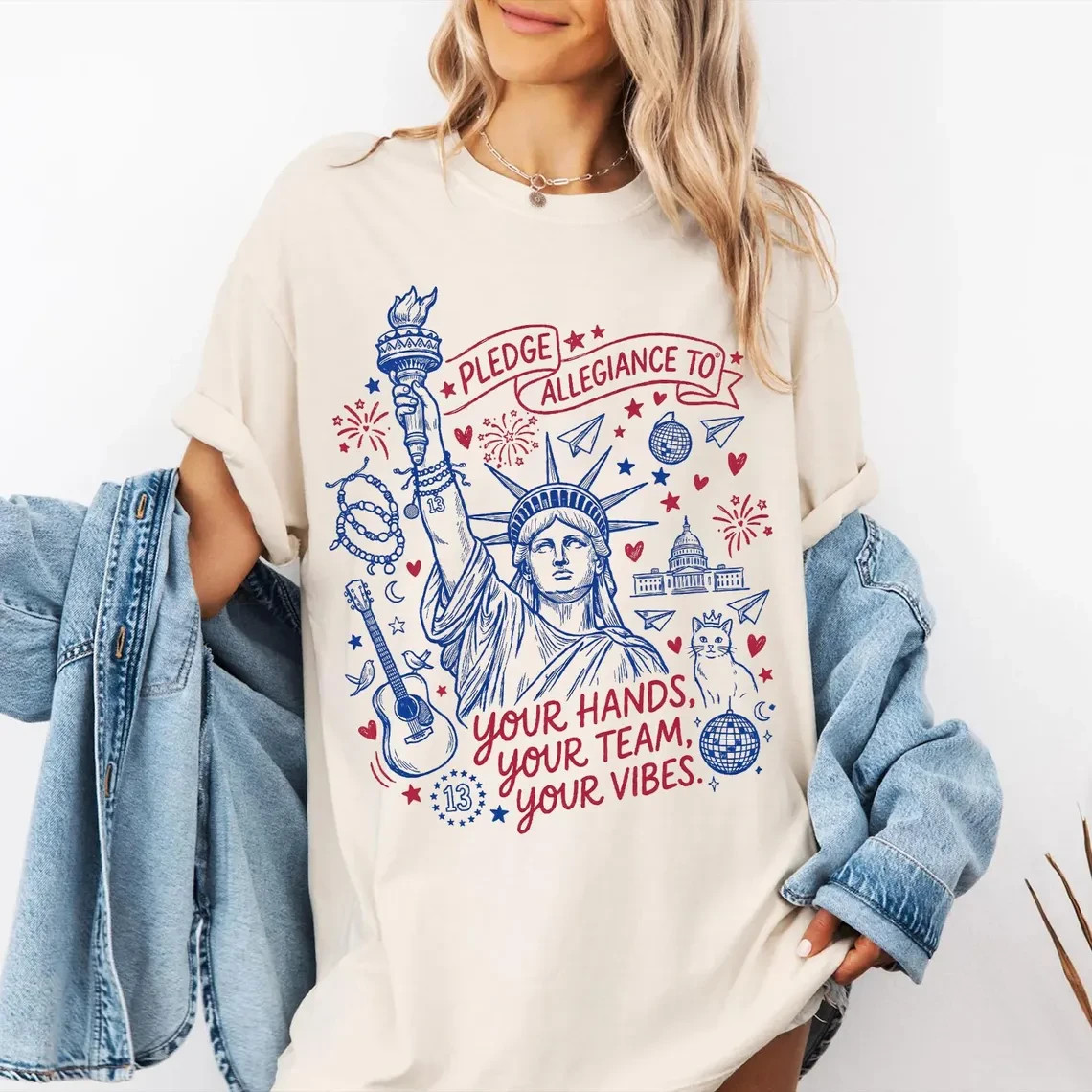Patriotic Music Lover Shirt Retro 4th of July Band Fan Graphic Tee Gift Tee