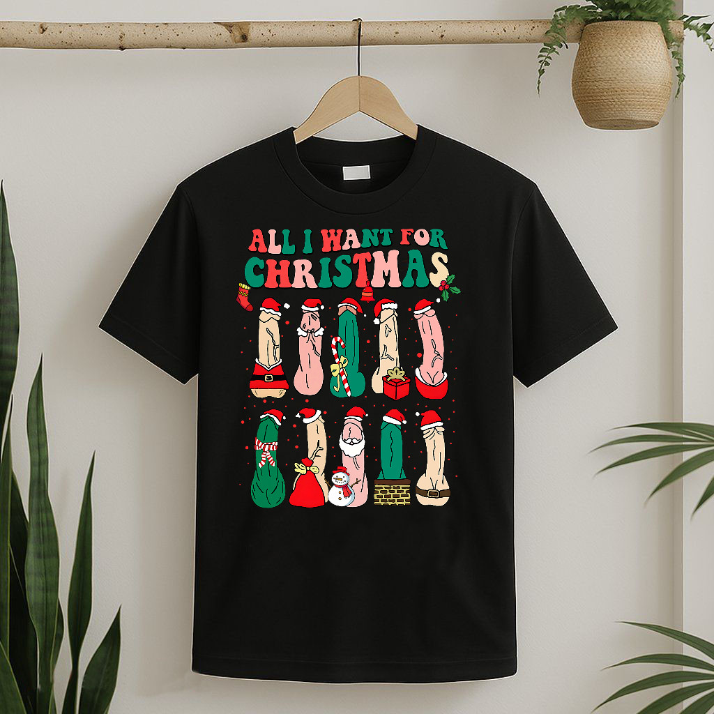 All I Want For Christmas Is D Merry Dickmas Dirty Christmas T-Shirt Unisex