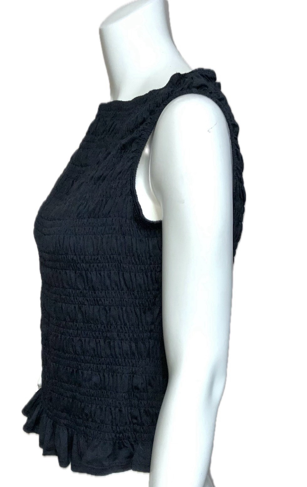 AND NOW THIS Black Smocked Textured Sleeveless Peplum Top Size Large NEW