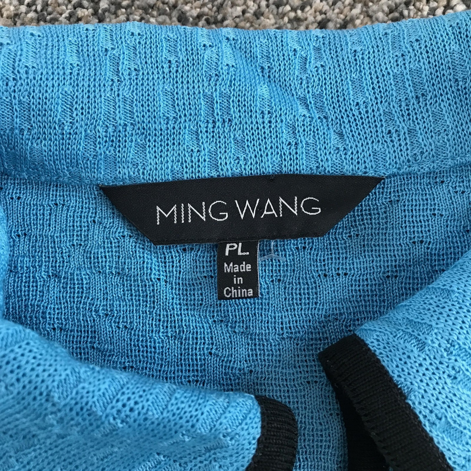 MING WANG Cardigan Sweater Womens PL Blue Open Front Dolman Sleeve Knit