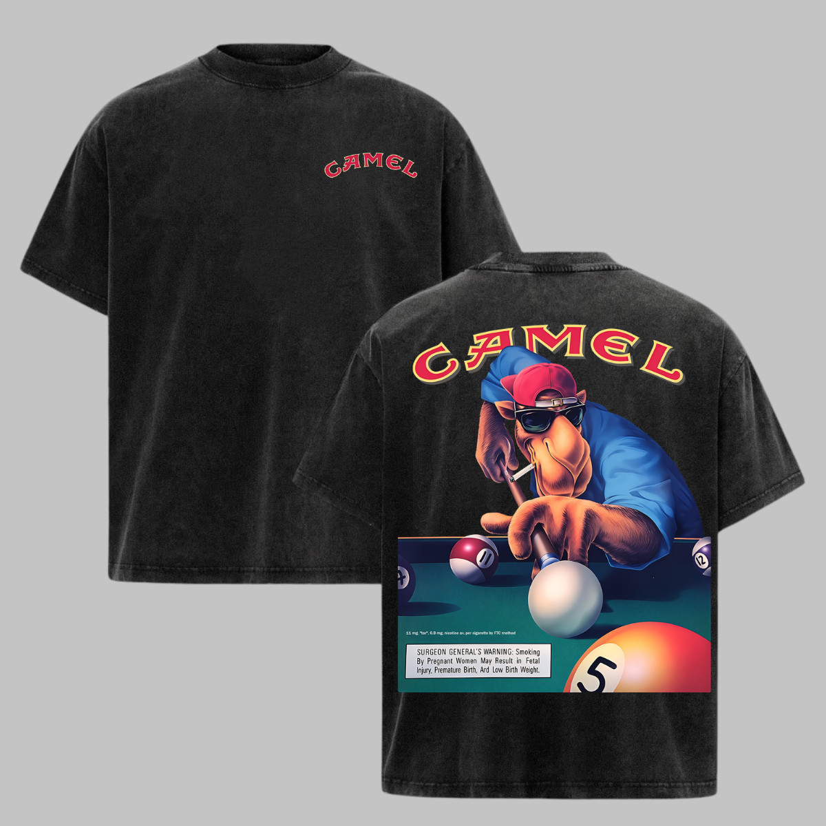 Vintage Camel Shirt Joe Camel Billiards Streetwear Heavyweight Cotton Men Top