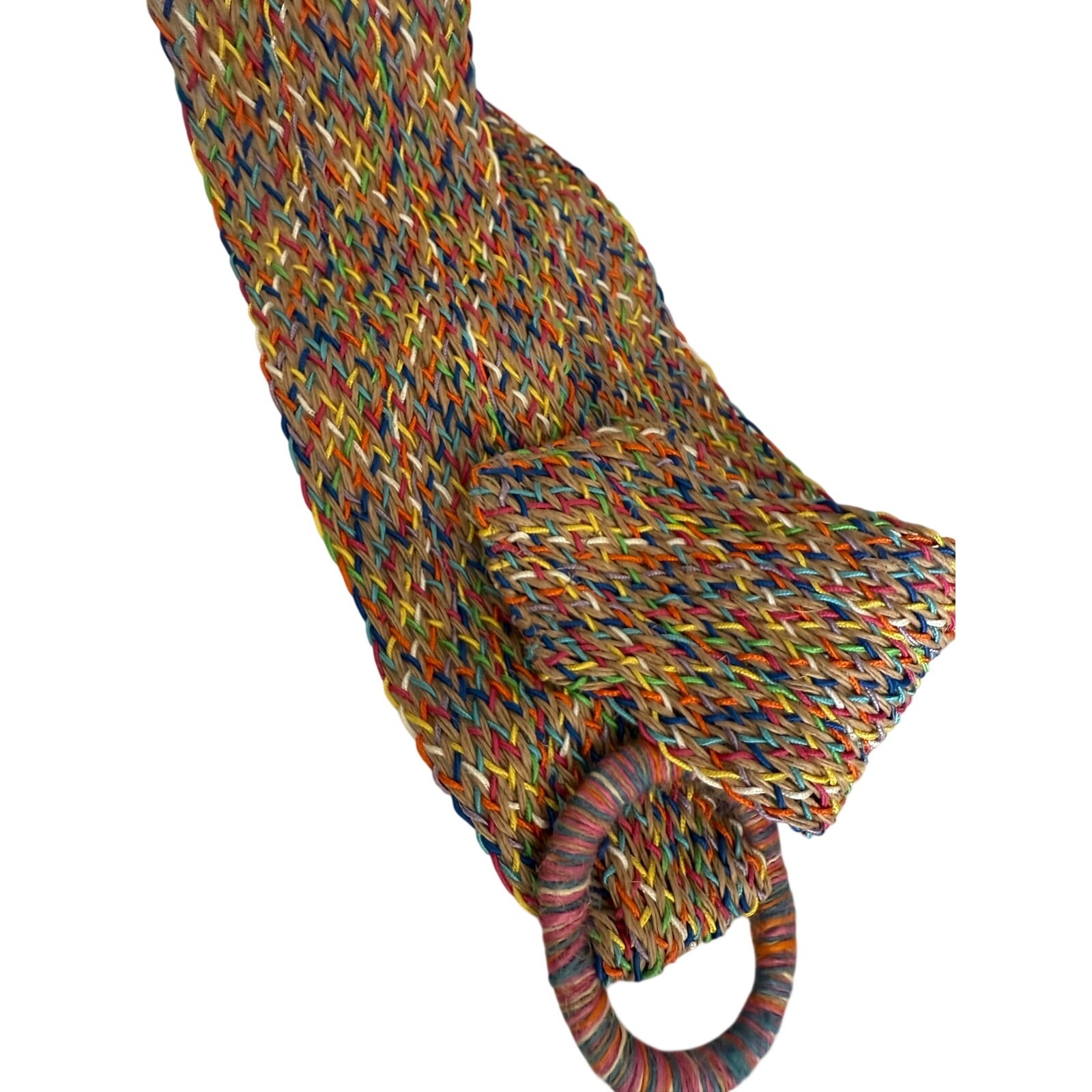 Vintage Rainbow Woven Ring Belt Boho Coastal Resort Style