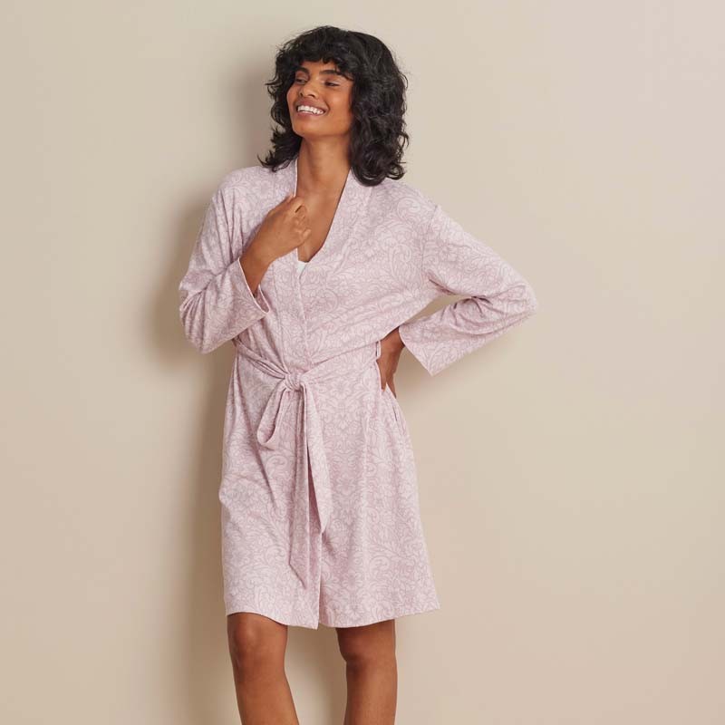 Printed Pima Cotton Women’s Kimono Robe