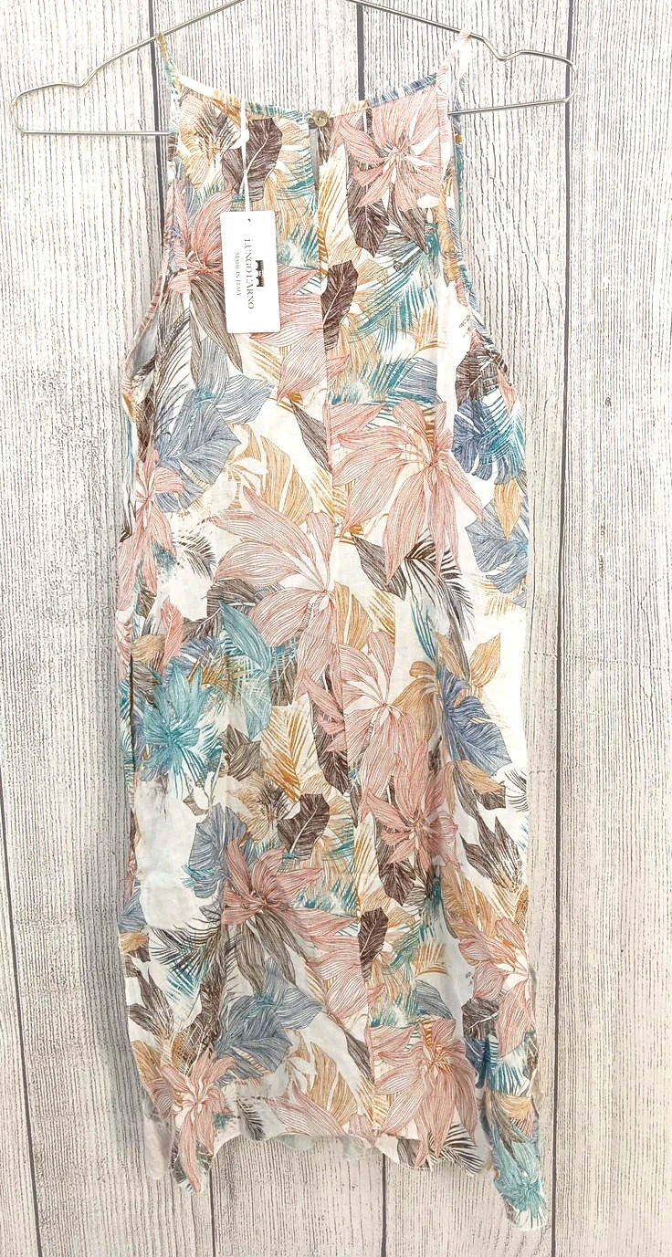 LUNGO L’ARNO Sun Dress Woman’s Small Color: Bianco Made in Italy Leaf Design