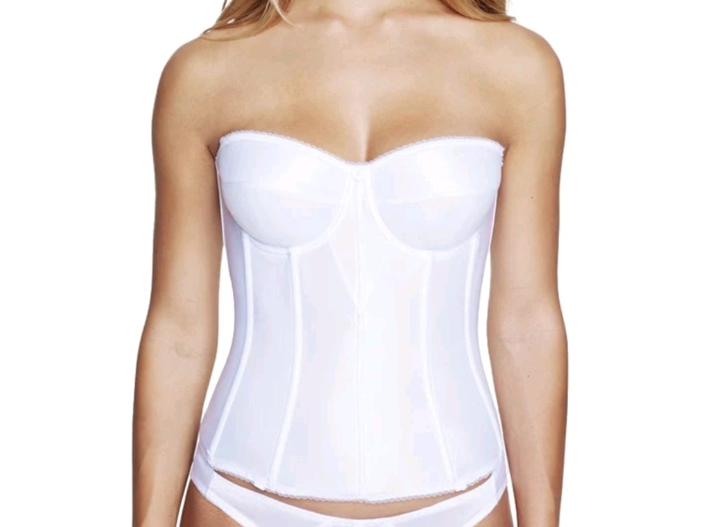Dominique Juliette Longline Satin Bridal Bra, White, 40D