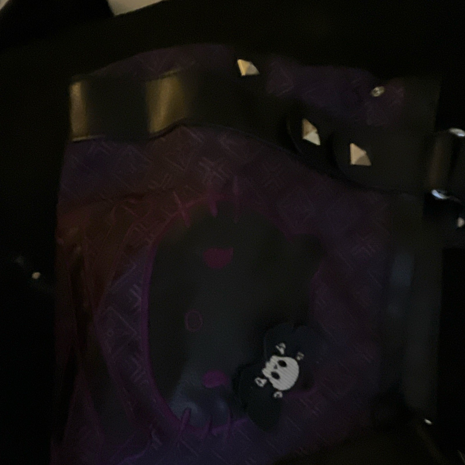 Purple Black Hello Kitty Skull Bow Small Lined Women’s Shoulder Bag Zip Strap