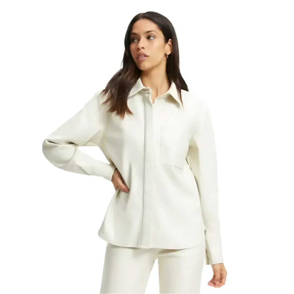 Women’s White Full Sleeve Genuine Leather Shirt