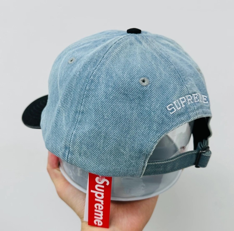 Supreme Pigment Coated 2-Tone S Logo 6-Panel Denim Cap FW25 Adjustable HatSuprem