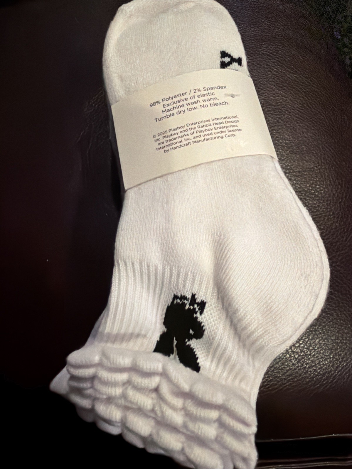NEW! Playboy Bunny Ankle Crystal Socks 5 Pairs Womens size 5-10 White NWT Rare!