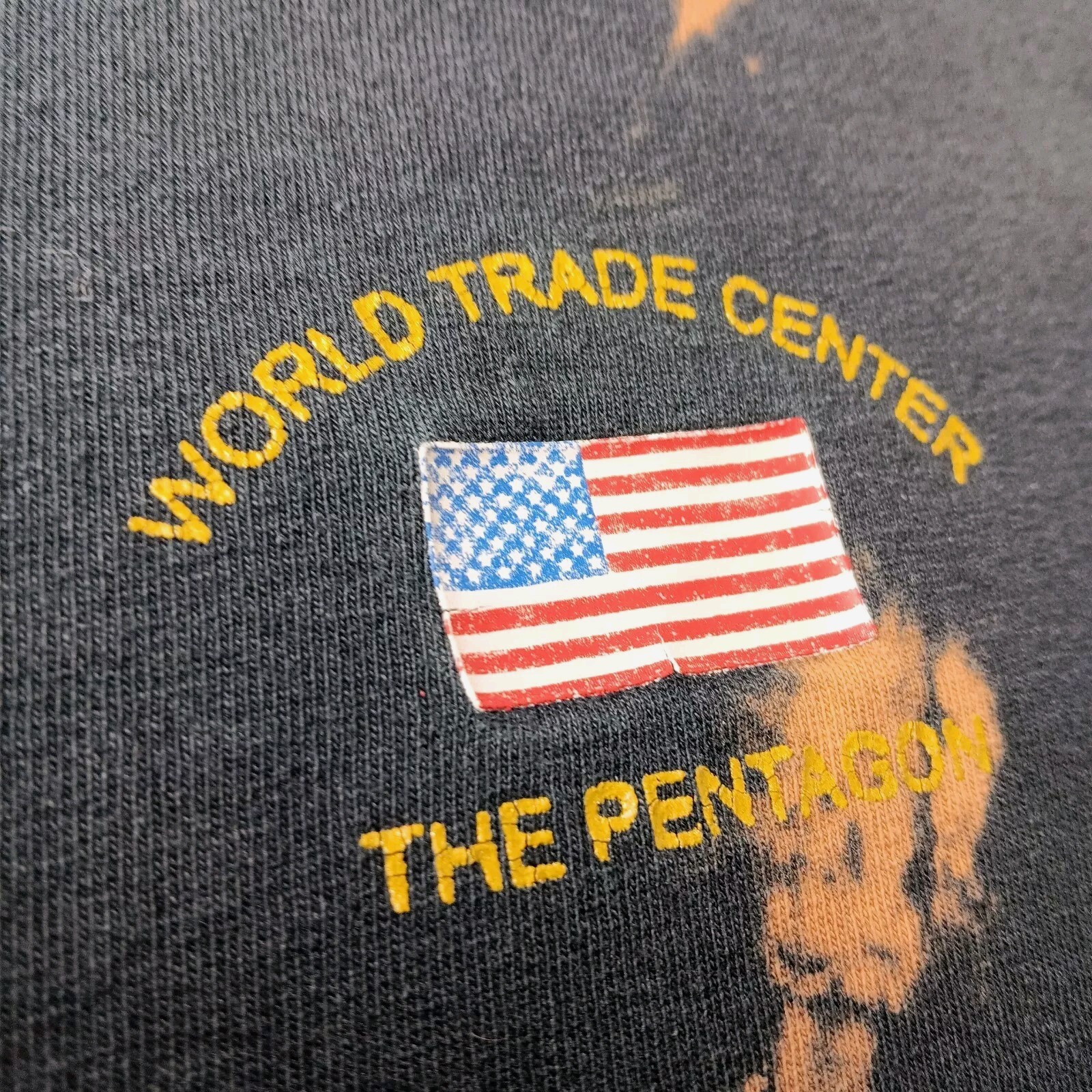 World Trade Center Pentagon 911 T Shirt Large Bleach Dye Bombers Three Wise Men