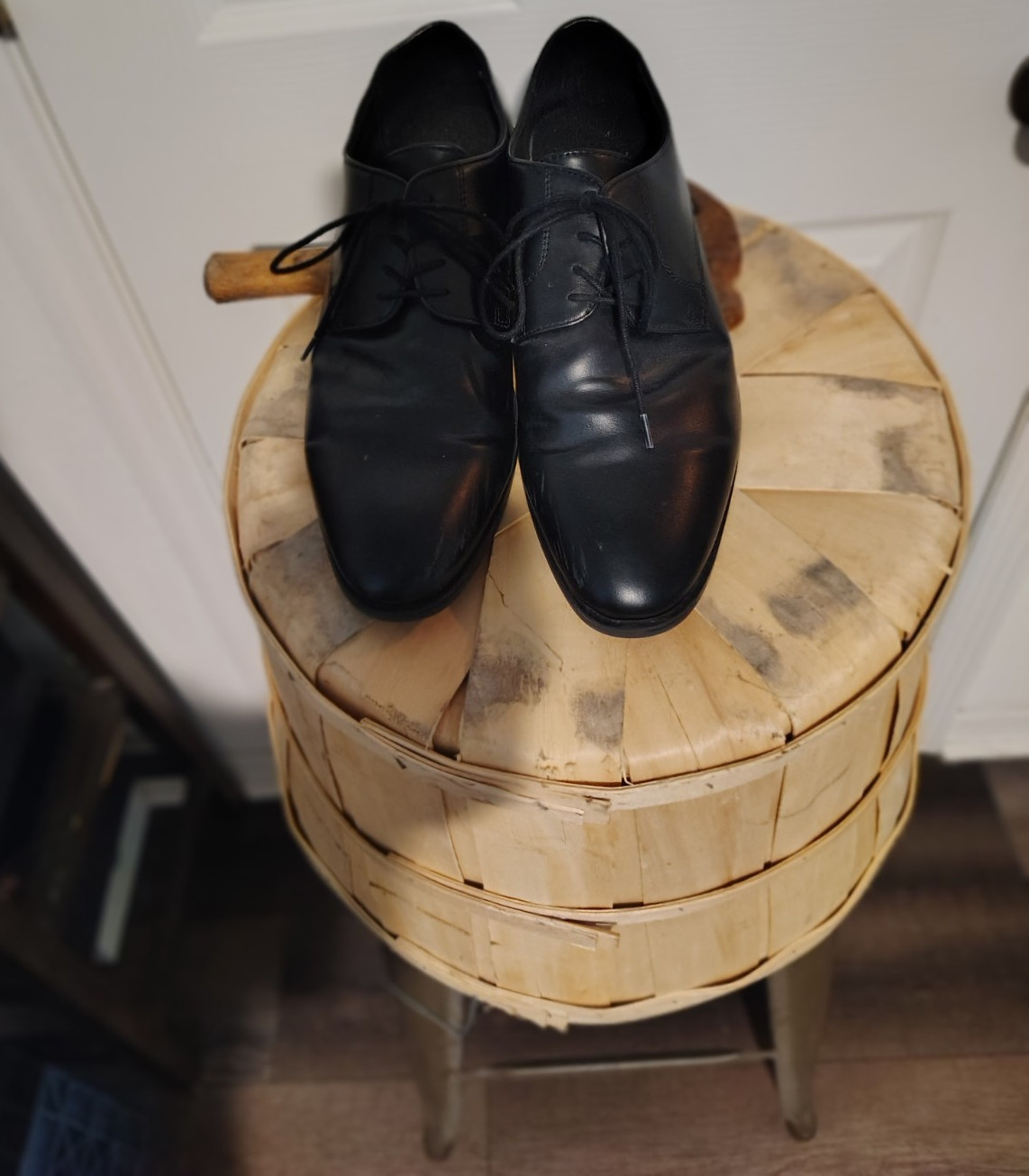 H&M Men’s Black Leather Lace-Up Oxford Dress Shoes Almond Toe Size 9 EU 42