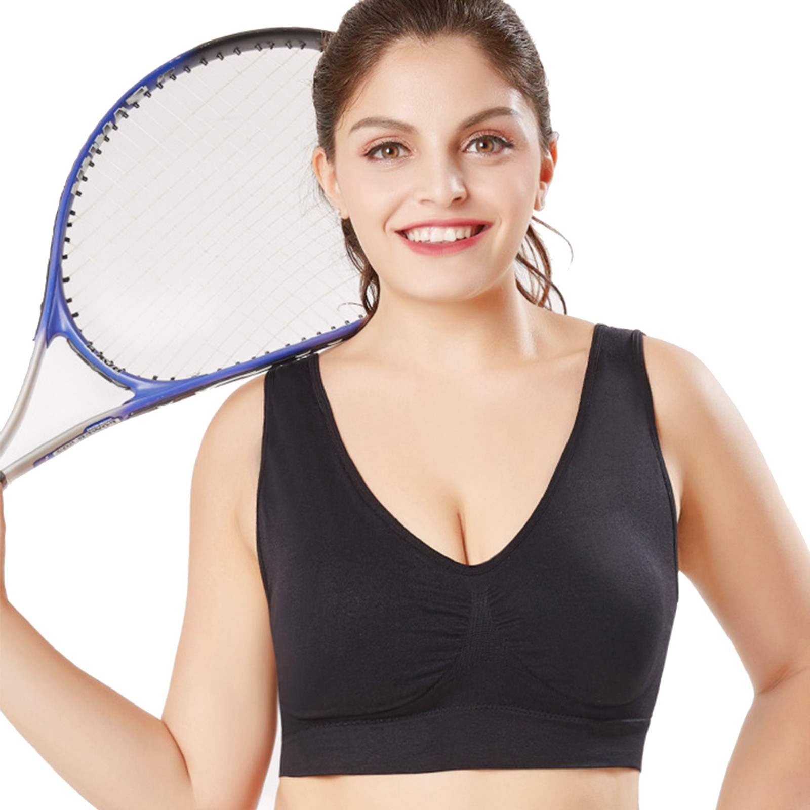 Sport Bras Seamless Wire-Free Light Support Tank Sports Yoga Sleep Bra 3 Pack US