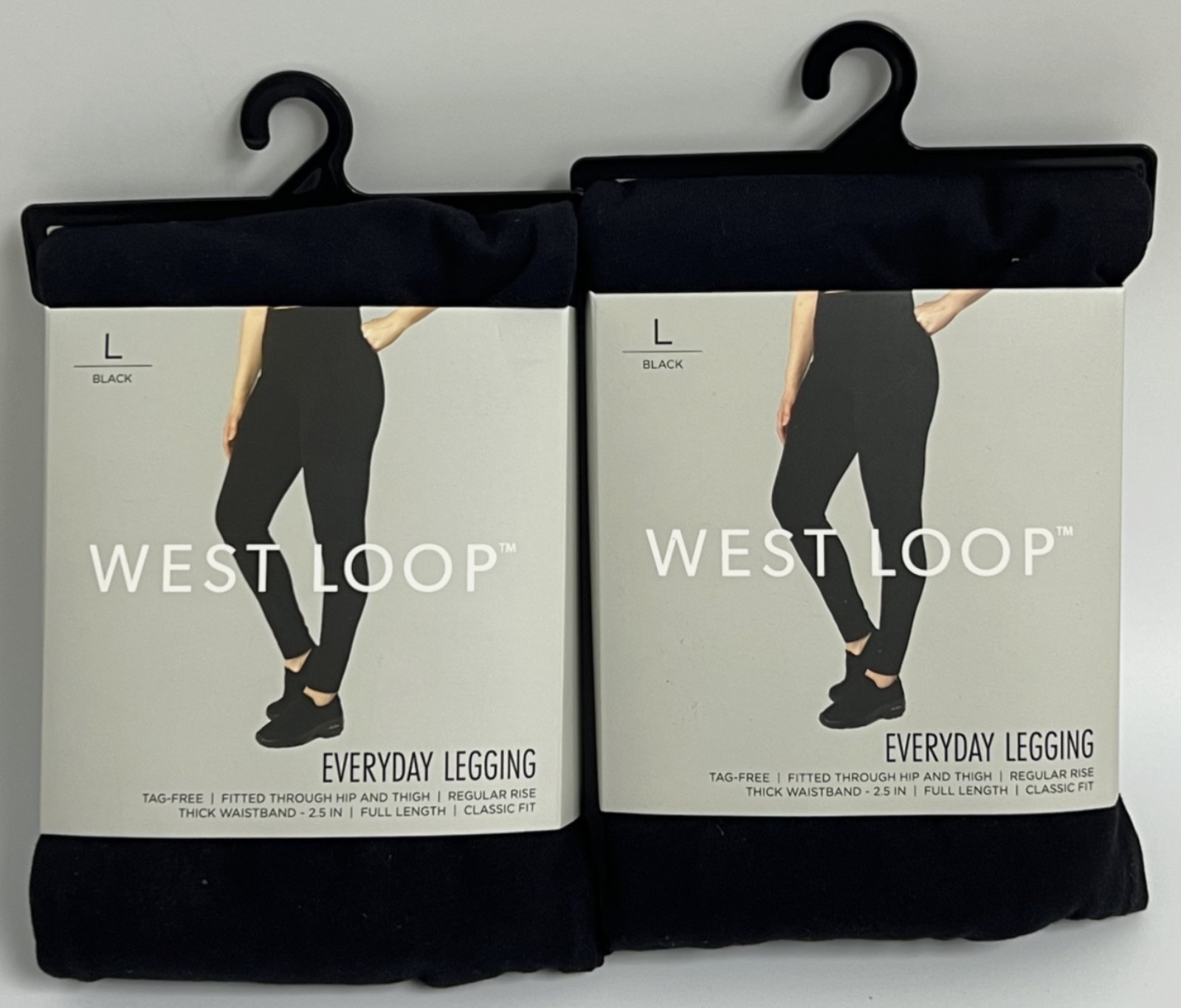 2-PACK West Loop-Everyday Legging – Black, L – Fitted Full Length Classic Fit