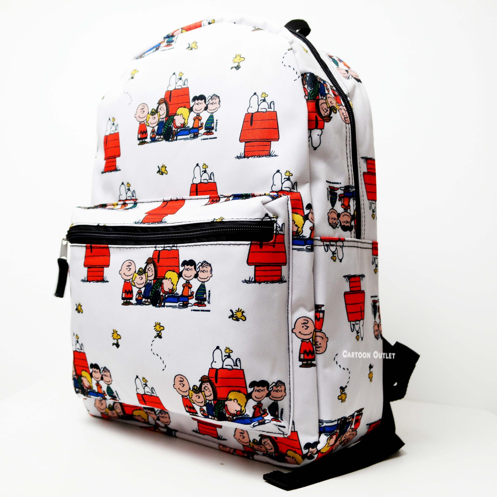 Large Backpack Peanuts Snoopy Charlie Brown White 16″ School Bag Tote New