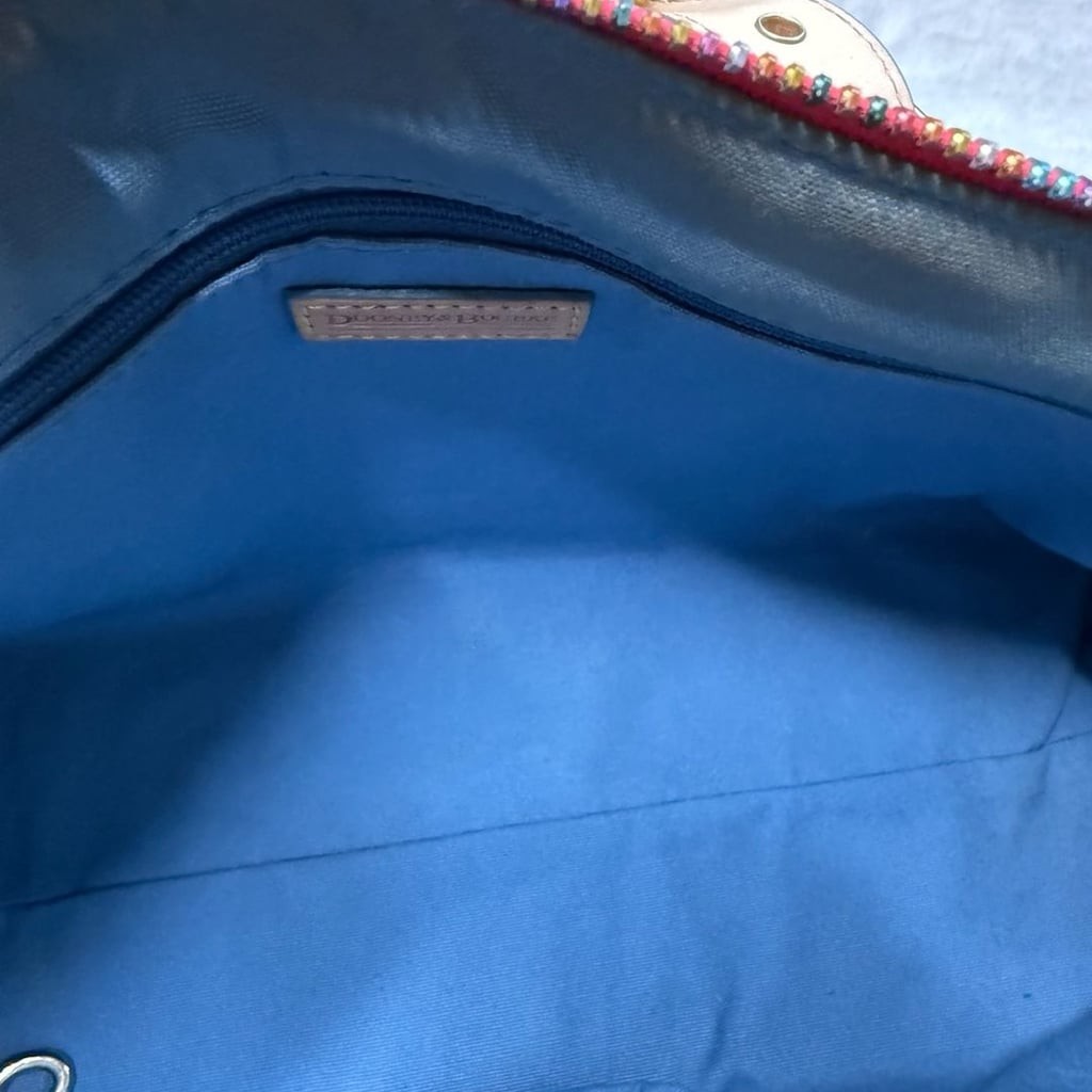 Dooney & Bourke Monogram Multi-Color DB Logo Satchel with Leather Trim