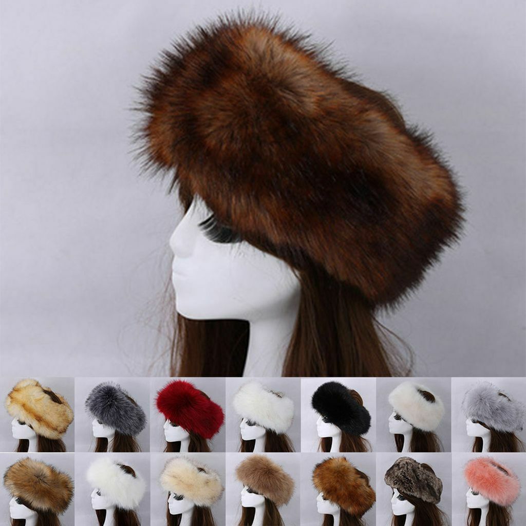 Women’s Winter Russian Fluffy Faux Fur Headband Hat Thick Ear Warm Snow Ski Cap