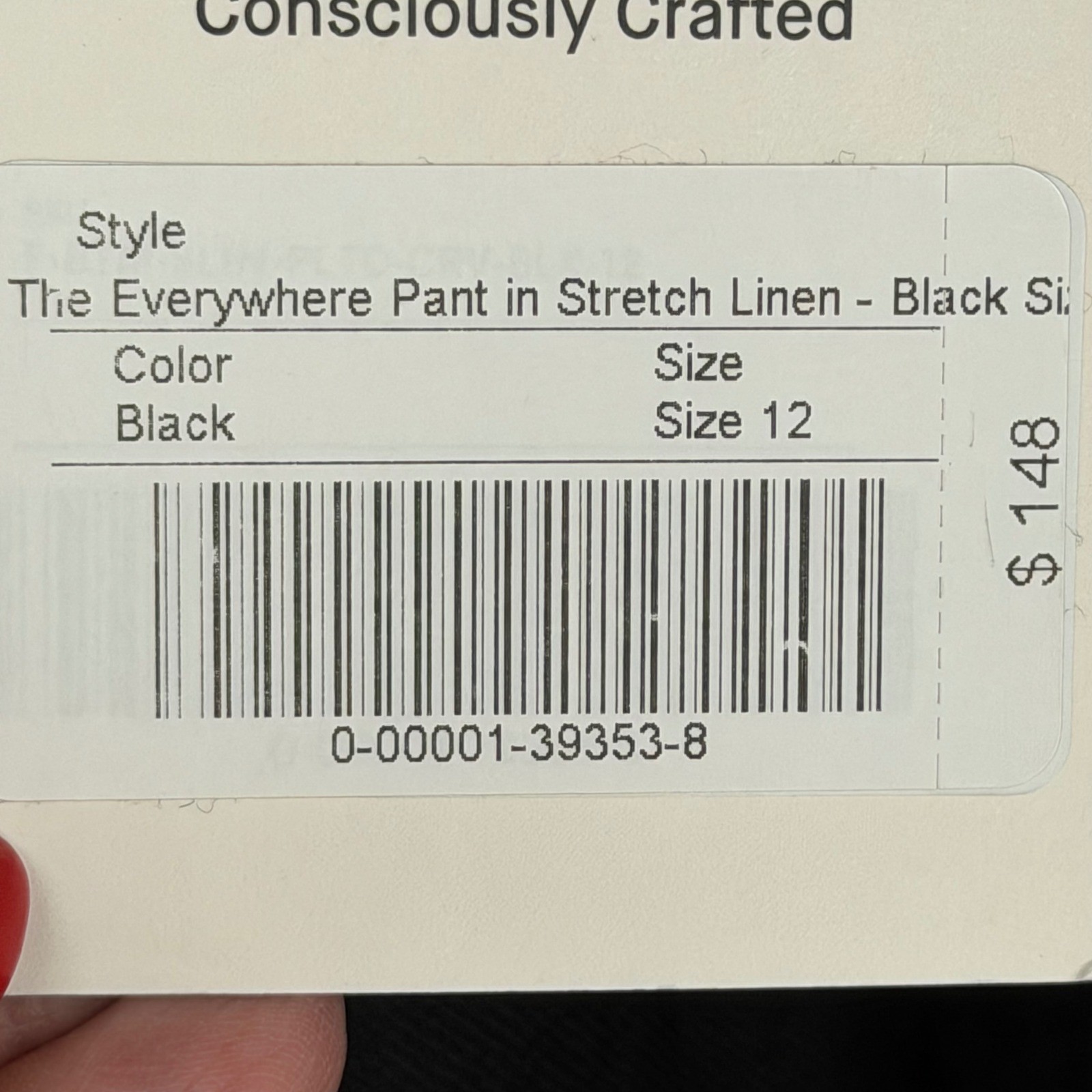 Everlane The Everywhere Pant Women’s 12 Black Stretch Linen HR Cropped Barrel