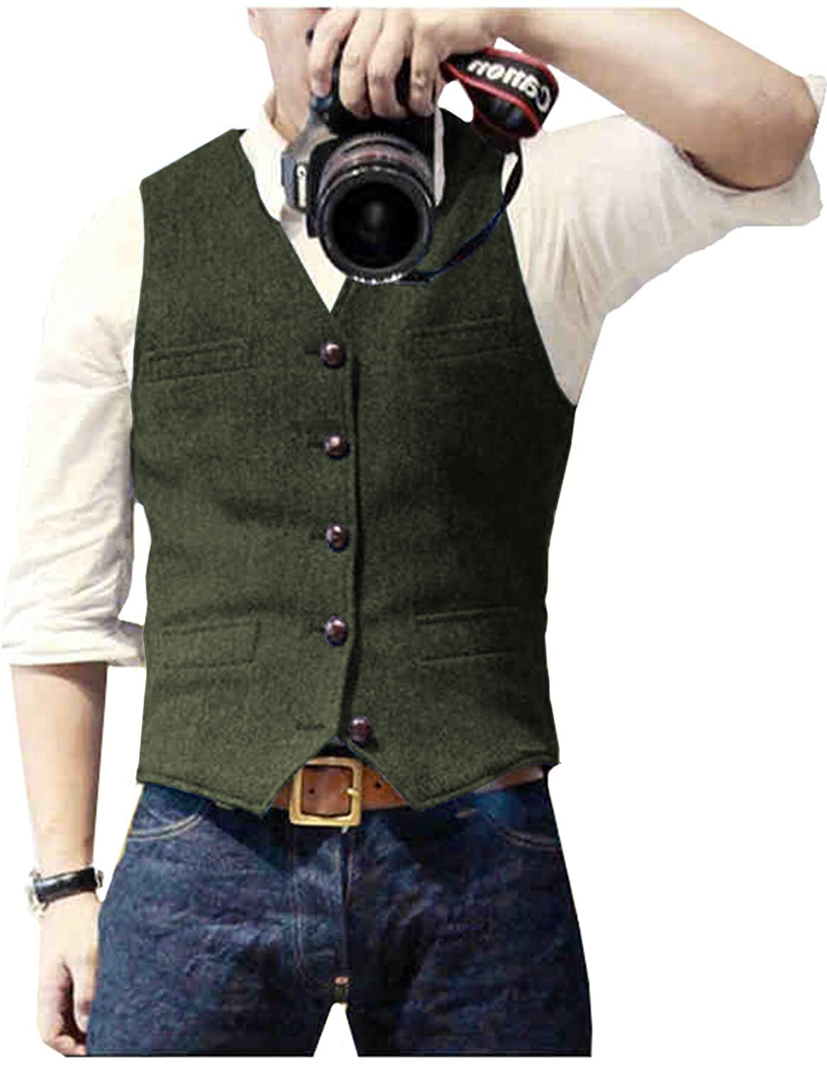 Mens Tweed Suit Vest Retro Herringbone Western Groom Formal Dress Waistcoat Vest