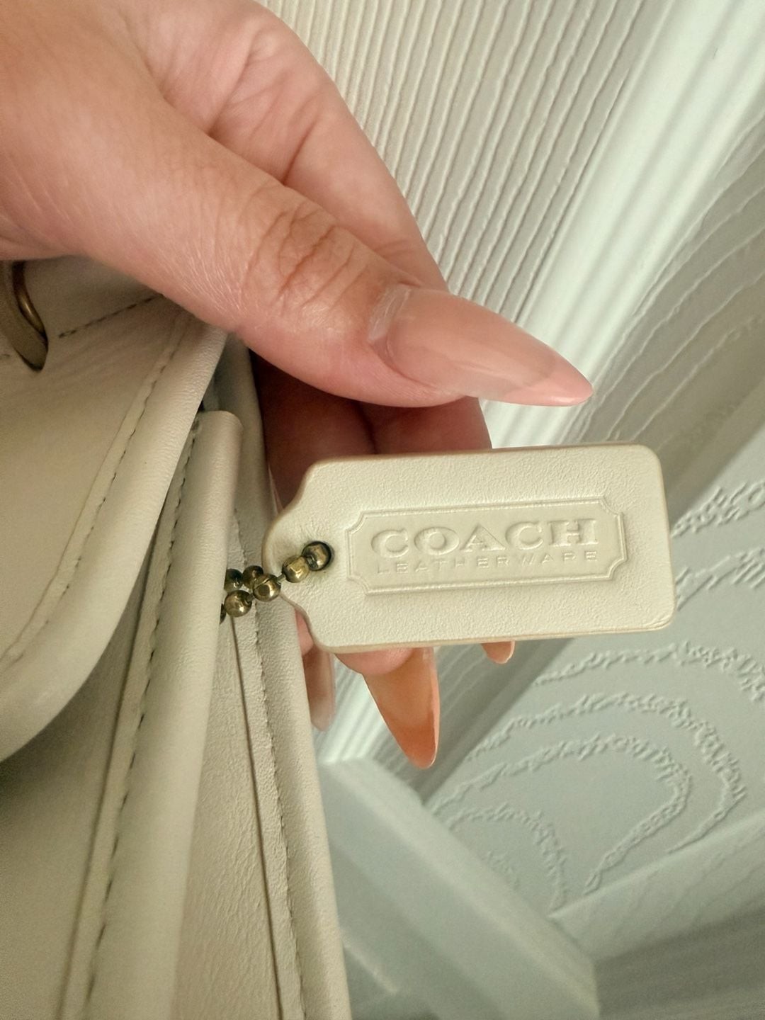 Coach Willis Top Handle 18 in Chalk Glovetanned Leather