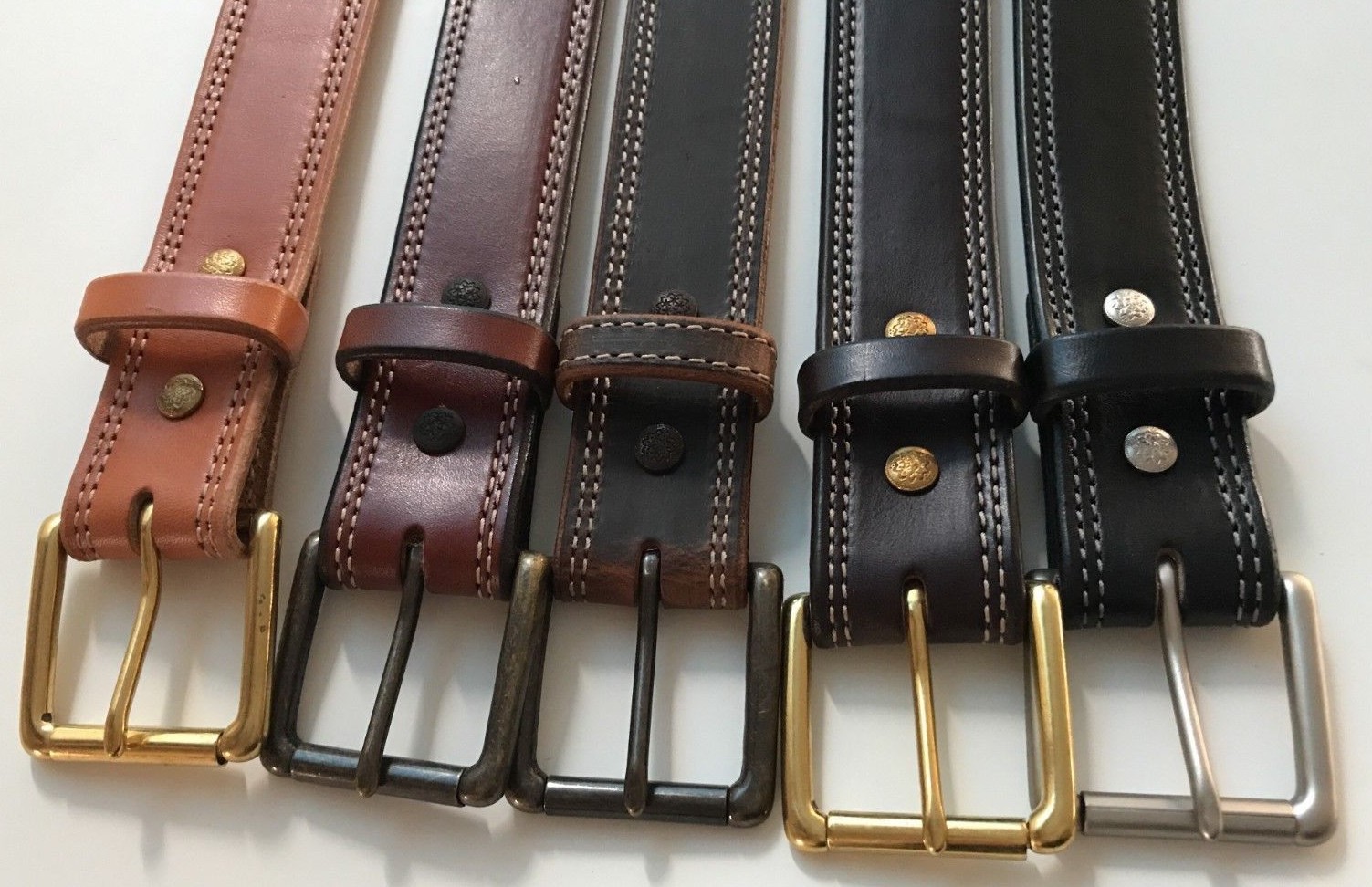 AMISH MADE WICKETT & CRAIG 1.5″ STITCHED REAL LEATHER WORK GUN HOLSTER BELT USA