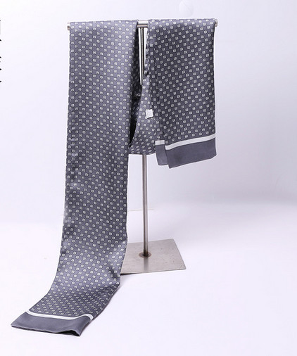 100% Silk men women Scarf neckerchief Wrap long plaid beige white gray MY116-41