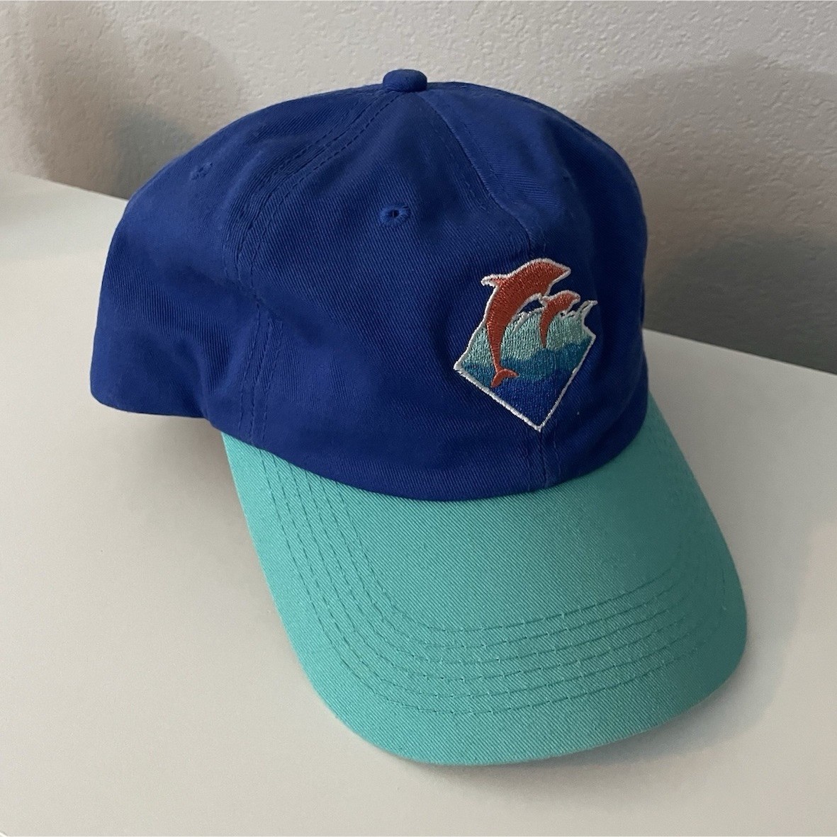 Pink Dolphin Dolphin Blue & Teal Adjustable Baseball Cap Hat