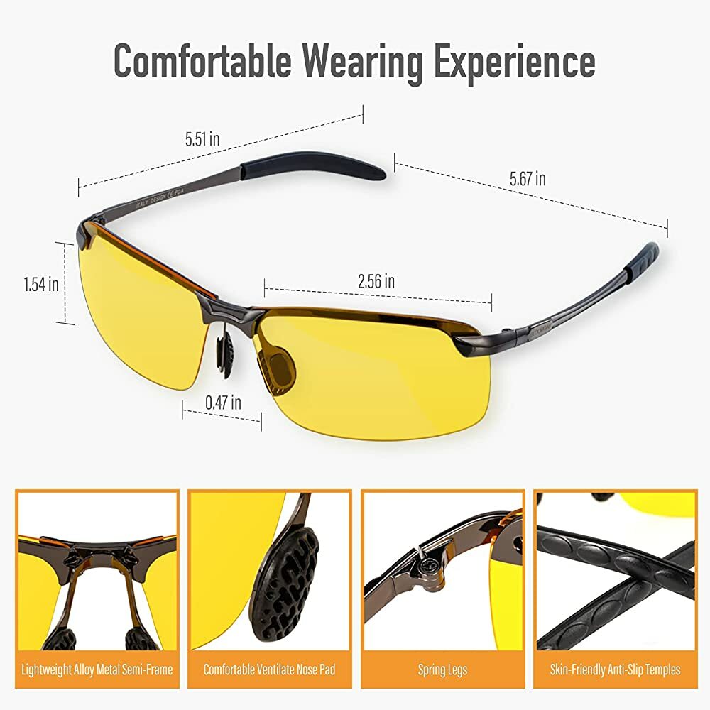 Tac HD Polarized Day Night Vision glasses Men Driving Sports Aviator sunglasses