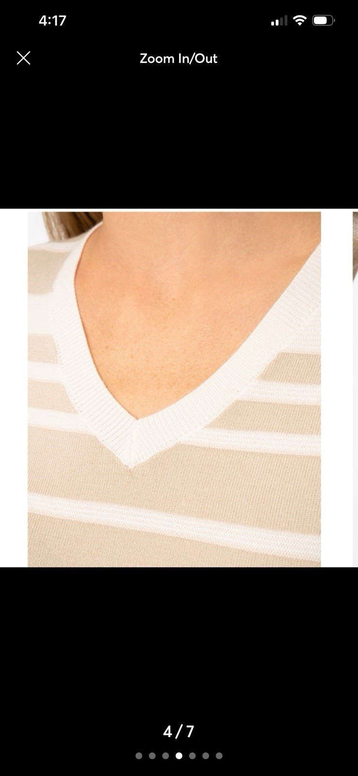 NWT Melissa Paige Women’s Petite Textured Stripe V Neck Top Gold & White PXL