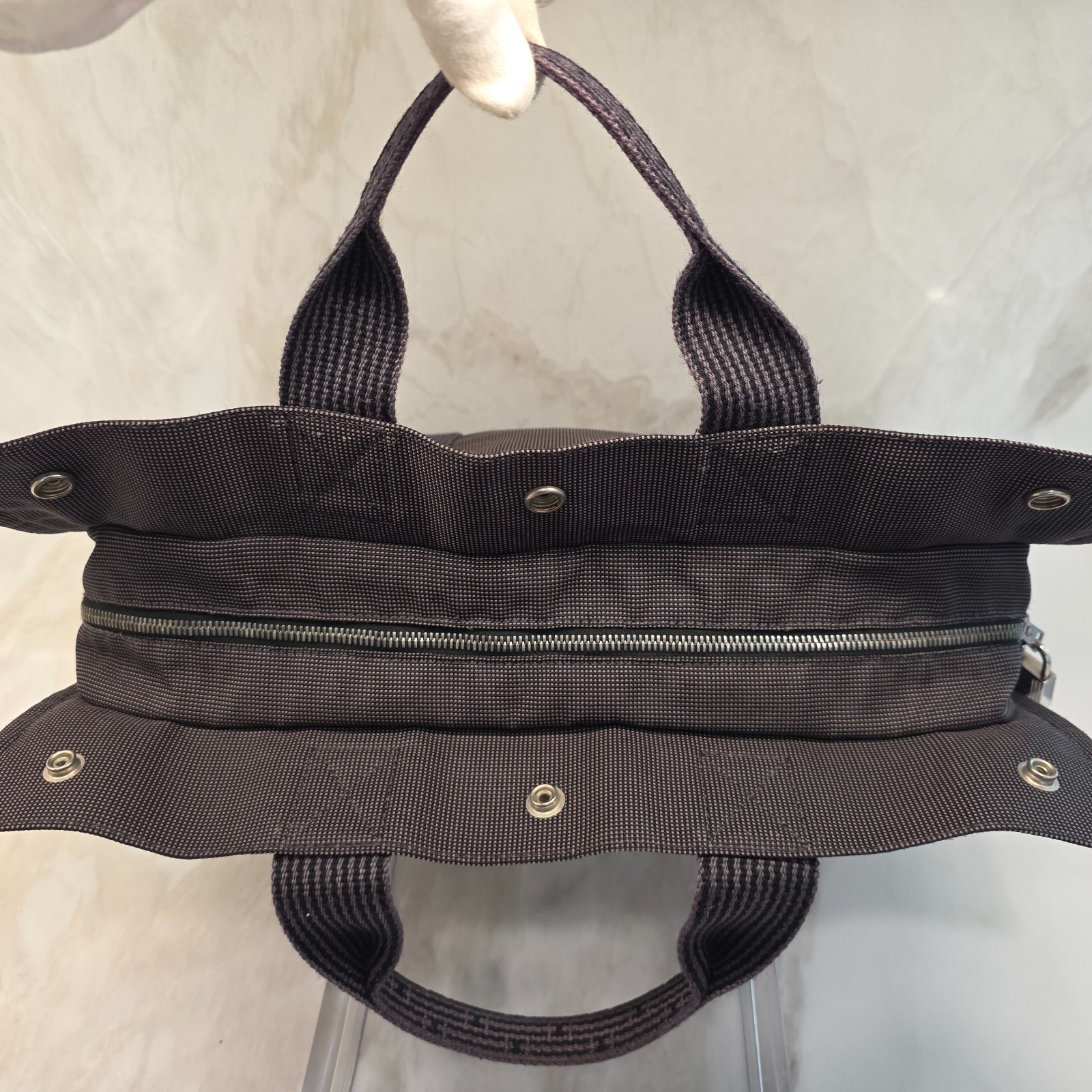 Hermes HerLine MM Tote Bag Charcoal Gray / Black with HERMES LOCK #121