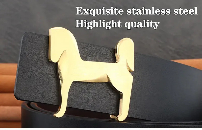 Grade Stainless steel horse 3.8cm wide slide buckle men belts High genuine.