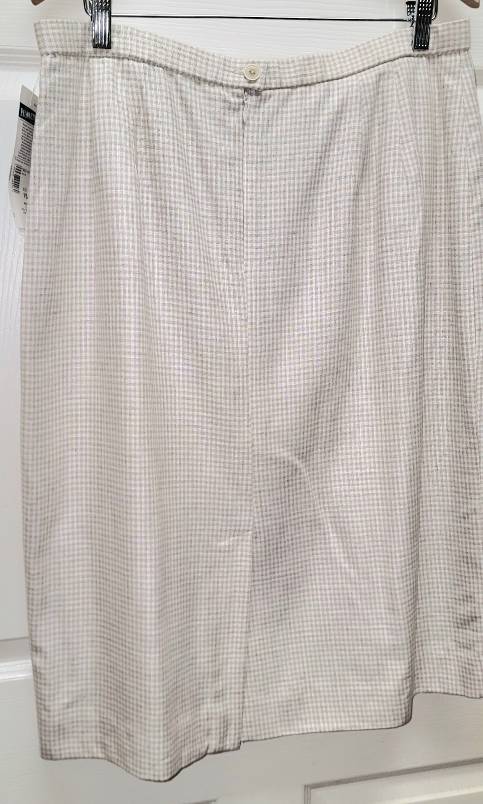 70s Vintage Pendleton Beige Red Plaid Deadstock Wool Straight Midi Skirt Size 16