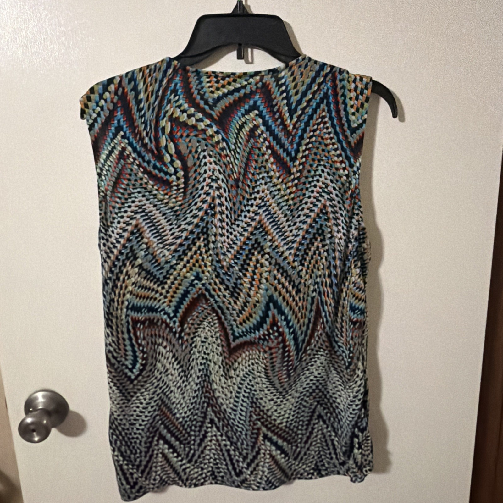 Kasper Womens Green Multicolor Sleeveless Shirt Top Blouse SZ Small Summer.
