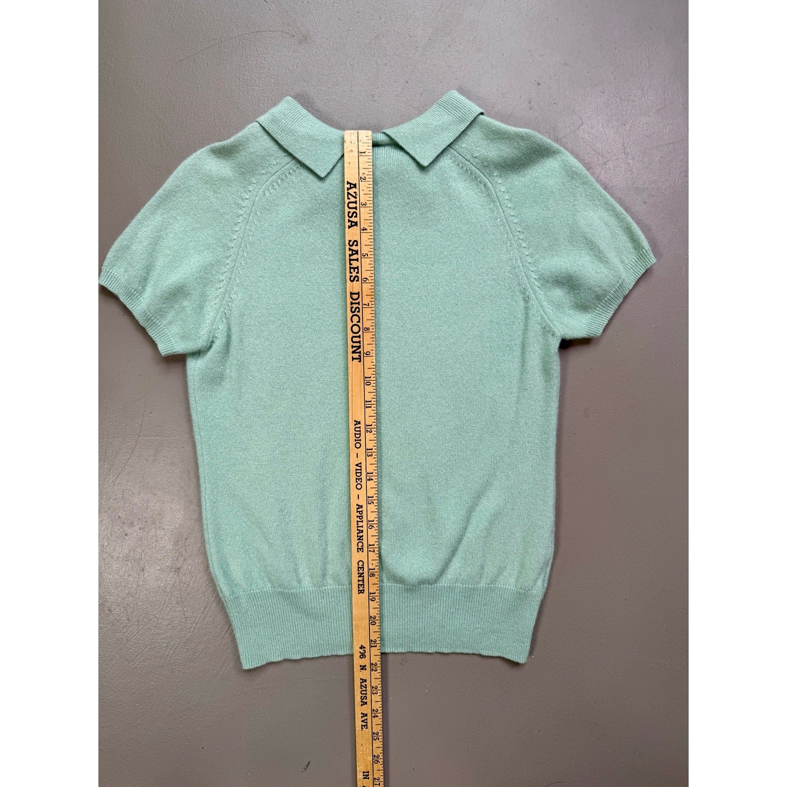 Worth New York 100% Cashmere Sweater Top Peter Pan Collar Mint Green Petite