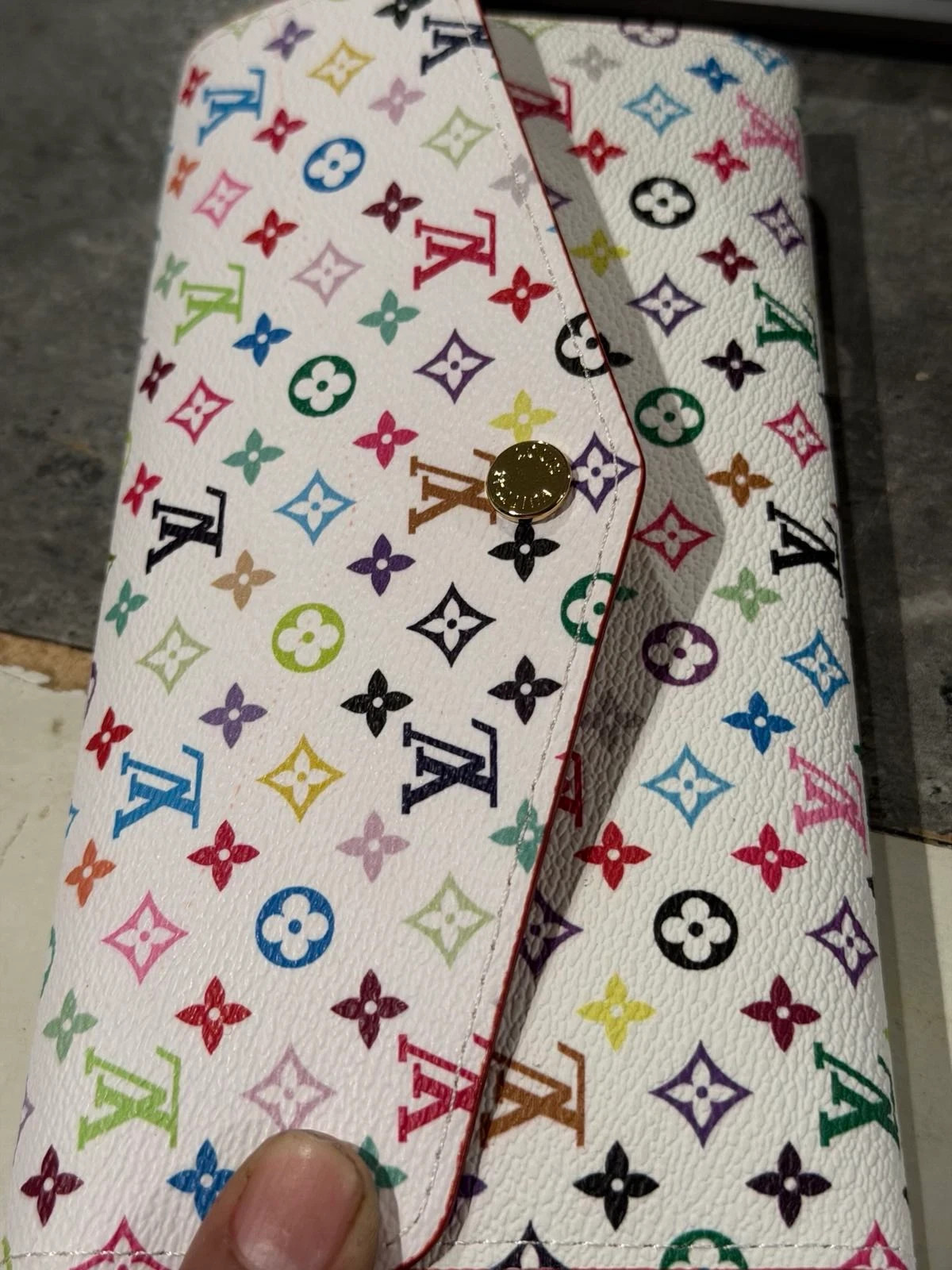 Louis Vuitton White Multicolor Sarah Long Wallet Snap Button
