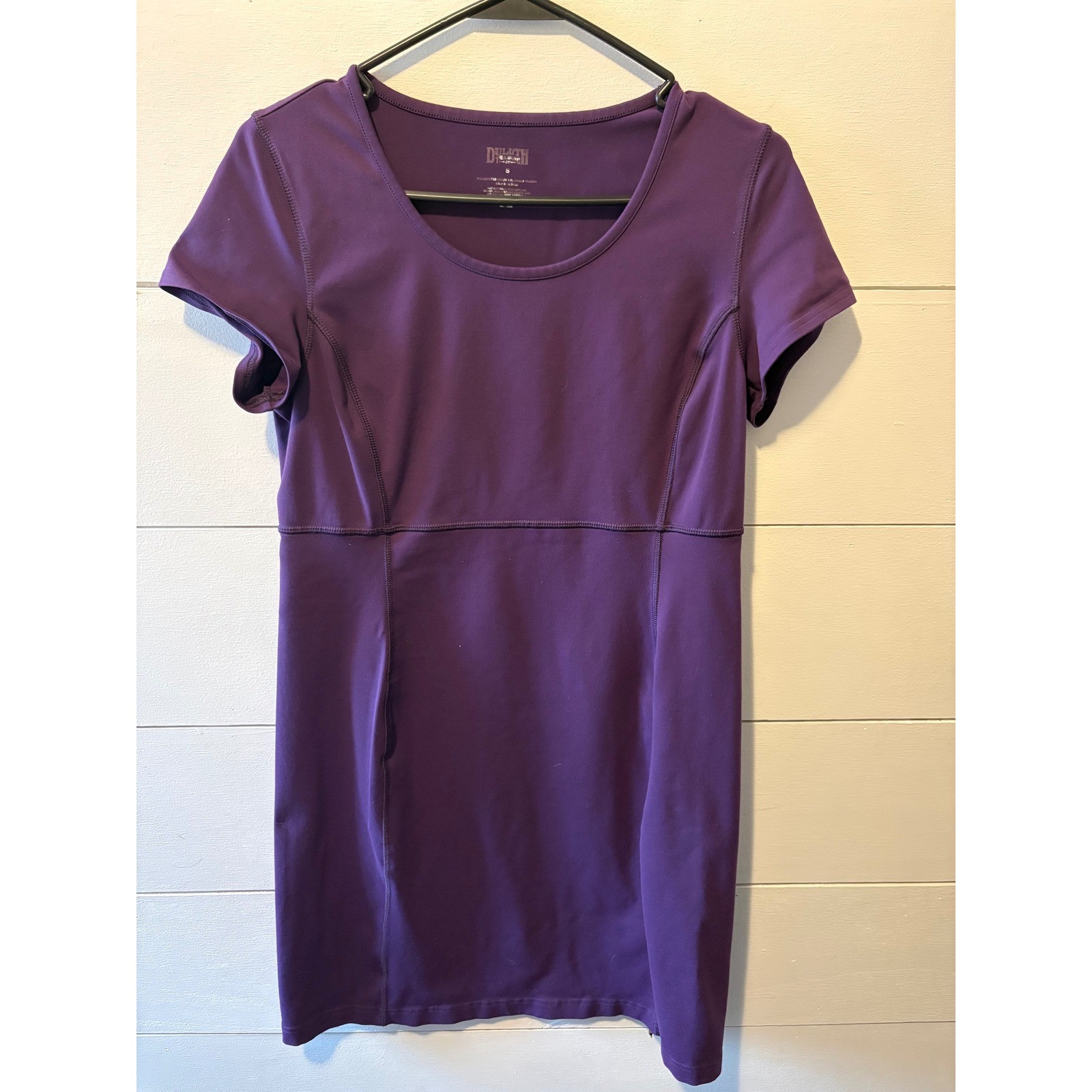 Duluth Trading Co Womens Short Sleeve Dress Purple Scoop Neck Small