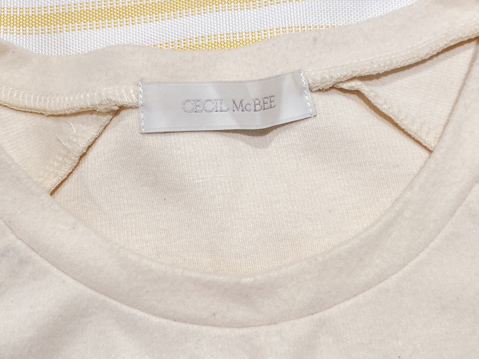 CECIL MCBEE Cream Crop Sweater Top Floral Accent Short Jumper Hime GYARU JAPAN