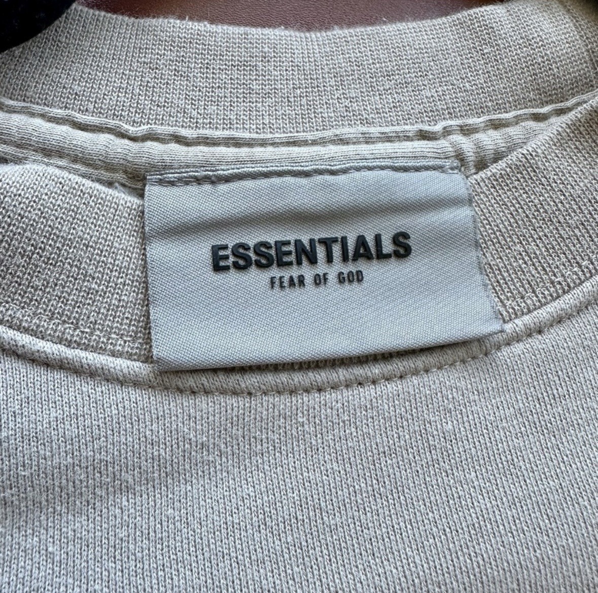 Essentials Fear of God Logo Crewneck Fleece Pullover Sweatshirt Beige XXS