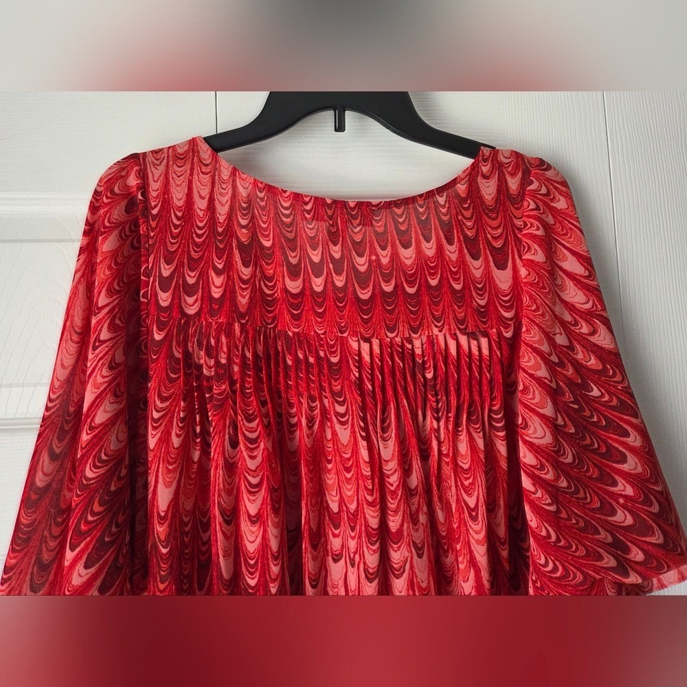 MICHAEL Michael Kors Red Swirl Blouse Size L