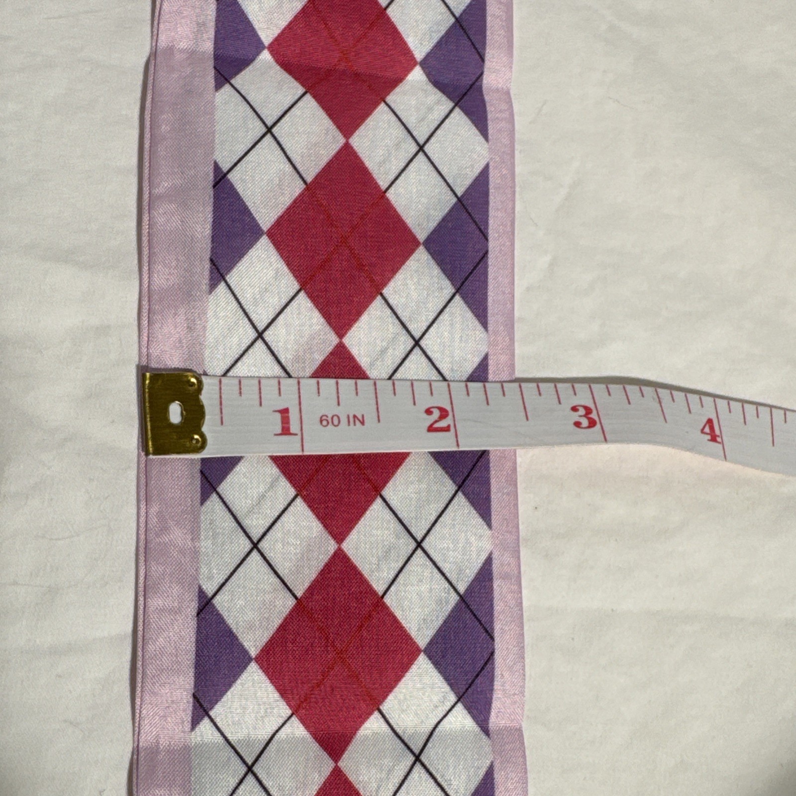Preppy Pink Purple White Black Argyle Purse Hair Scarf New