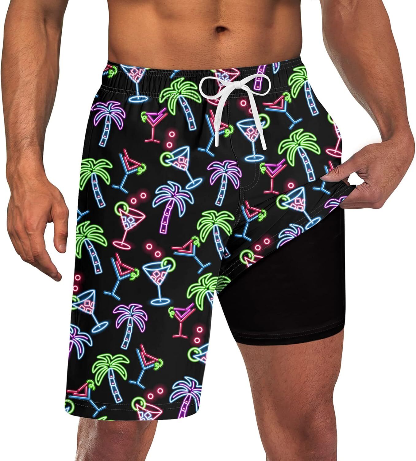 Mens Swim Trunks Quick Dry Compression Liner Pockets 9” Inseam M-3XL UPF 50+