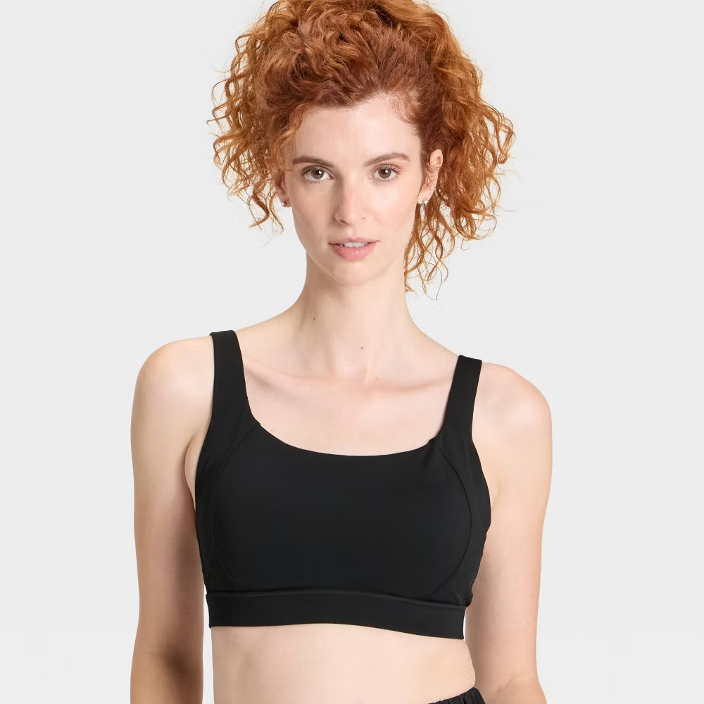 Women High Support Convertible Sports Bra – All In Motion Black L
