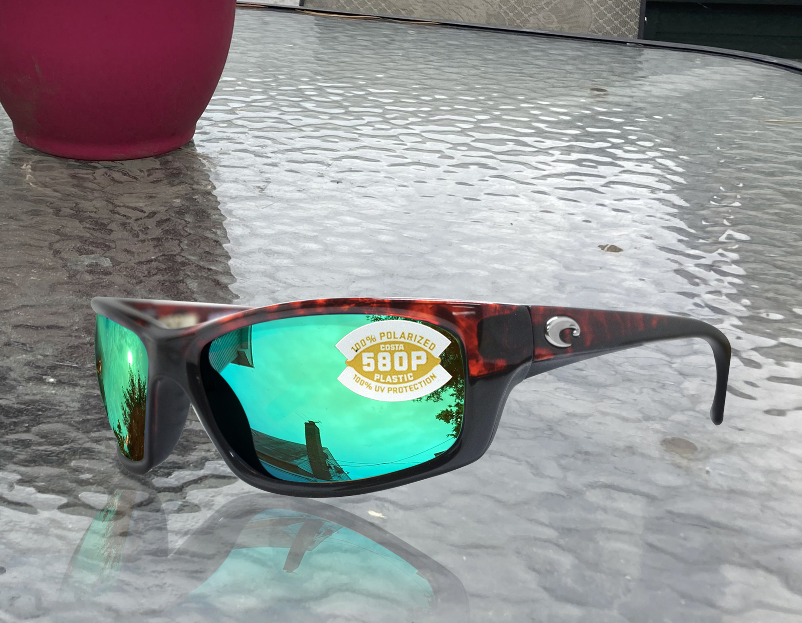 Costa Del Mar Jose Tortoise Frame Green Mirror 580P Plastic Polarized Lens