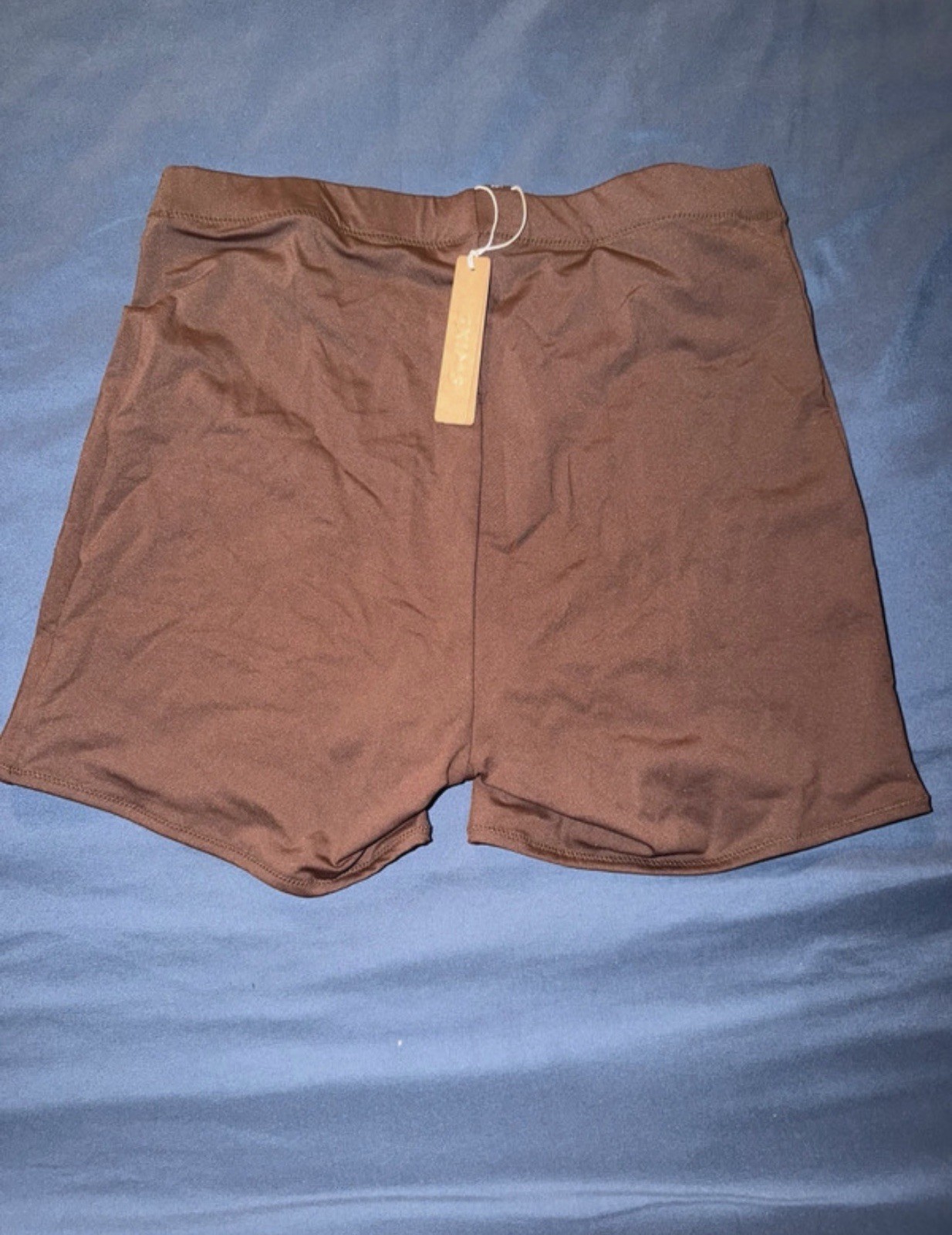 SKIMS Recycled Swim High-Waisted Shapewear Short Brown L Firm Compression
