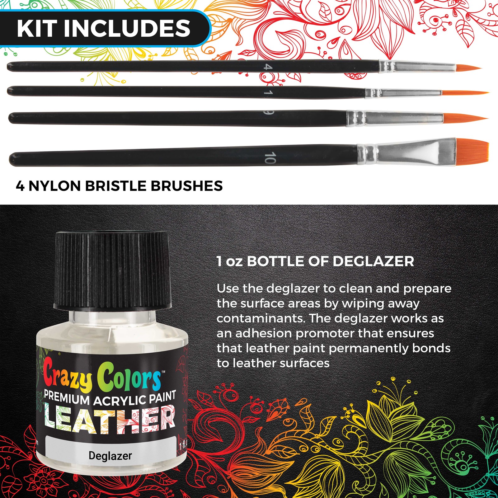 Acrylic Leather and Shoe Paint Kit, 13 Colors Set, 1 oz Bottles – Sneakers, Bags