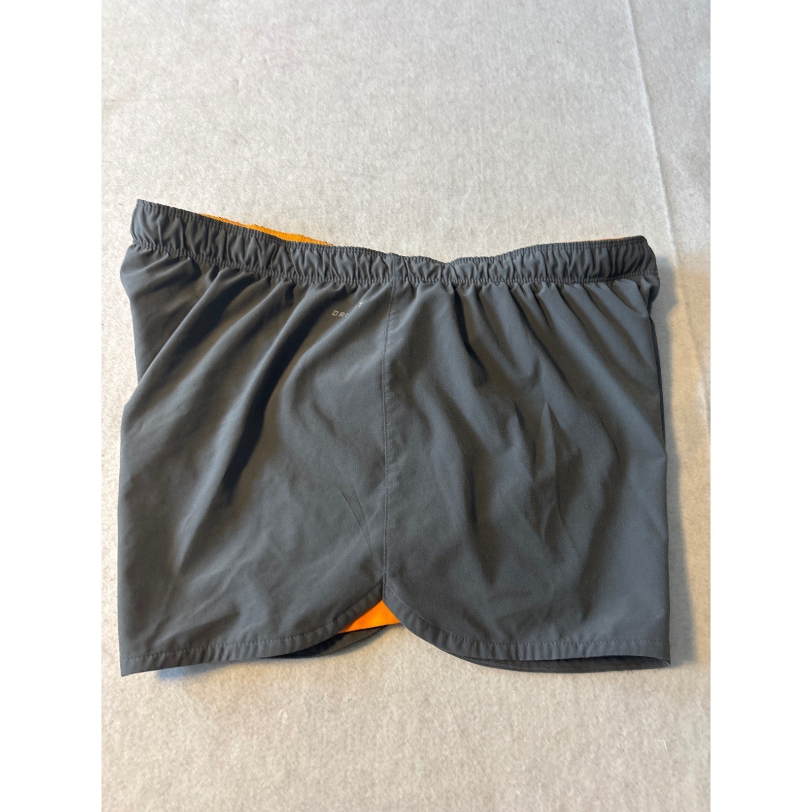Nike Mens Dri-FIT Running Shorts Charcoal Grey Orange XL Just Do It Waistband