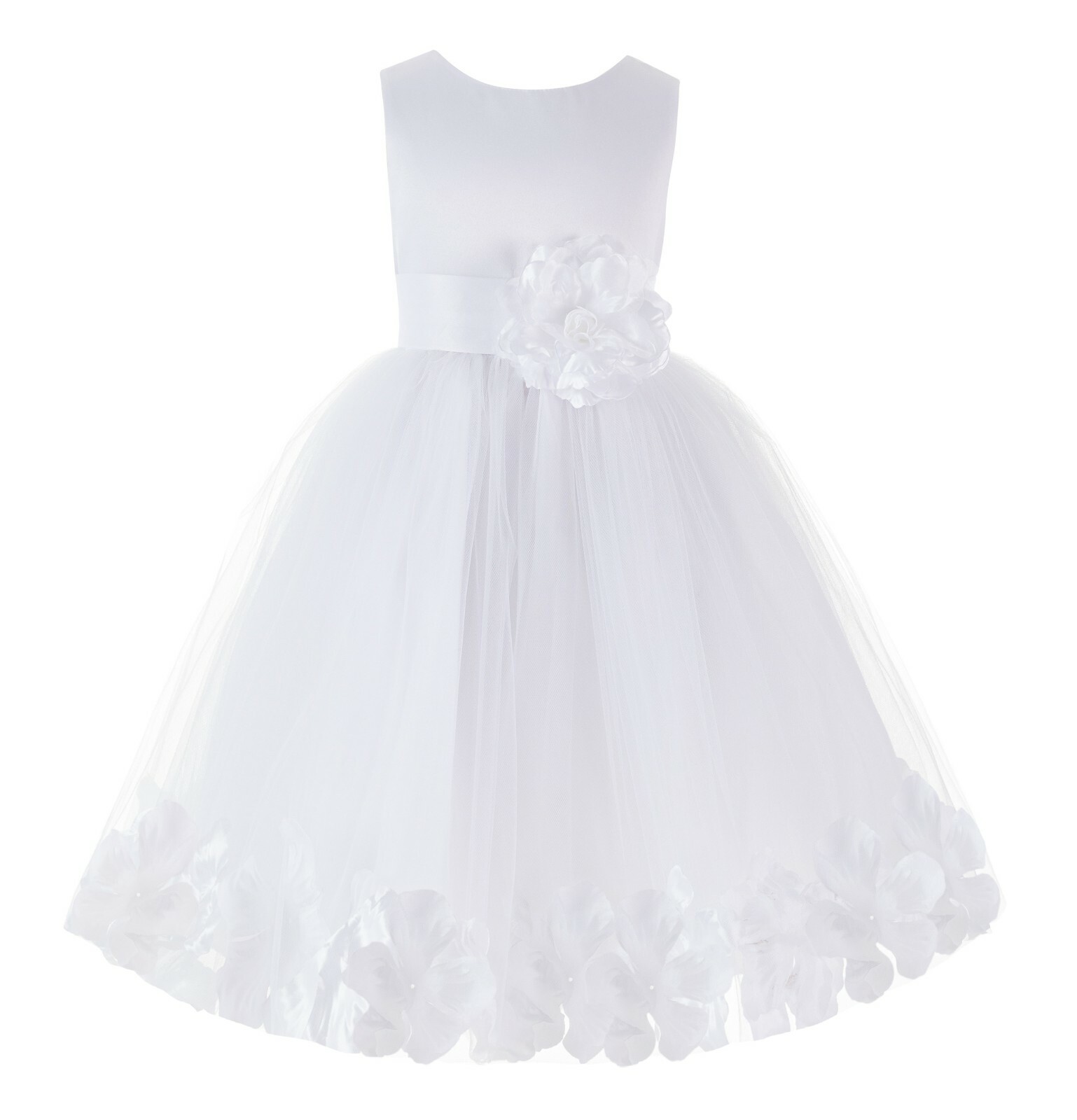 WHITE FLOWER GIRL DRESS PAGEANT WEDDING BRIDESMAID DANCE PARTY 12-18M 2 4 6 8 10