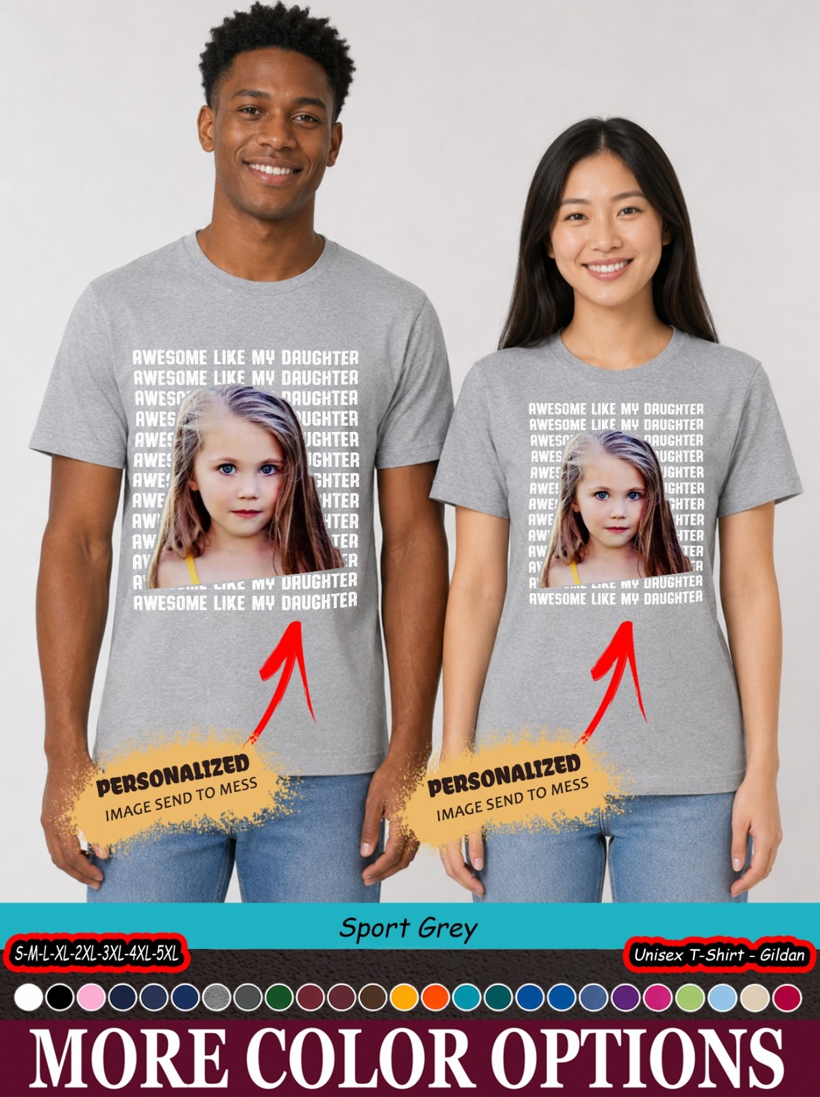 Custom Photo Awesome Like My Daughter Tee, Funny Dad Daughter Matching Family