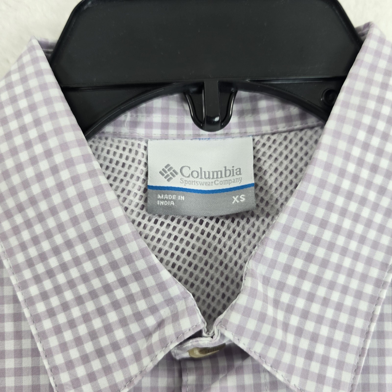 Columbia PFG Shirt Mens XS Purple Gingham Harbor Peak Omni-Shade Omni-Wick